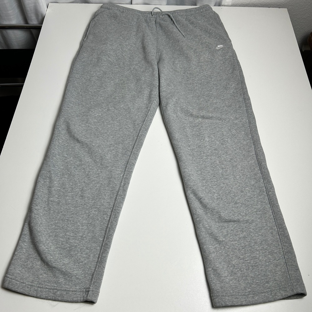 Nike Mens Sportswear Club Fleece Sweatpants Gray Open Hem Straight Leg XL